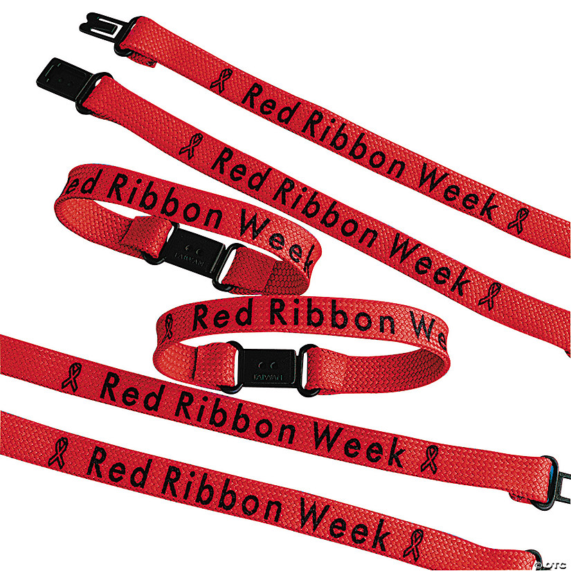 8" Red Ribbon Awareness Week Nylon Friendship Bracelets - 12 Pc. Image