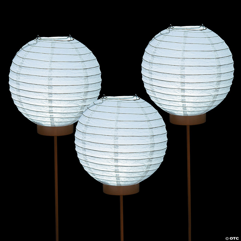 8" White Light-Up Paper Lantern Balloons - 3 Pc. Image