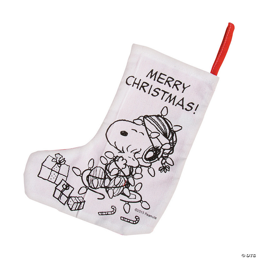 8" x 10 1/4" Color Your Own Peanuts&#174; Cotton Christmas Stockings - 12 Pc. Image