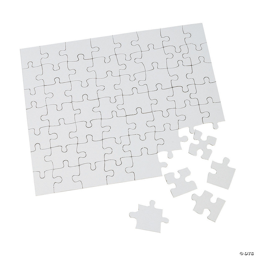 8" x 10" 56-Piece DIY White Cardboard Jigsaw Puzzle Sets - 24 Pc. Image