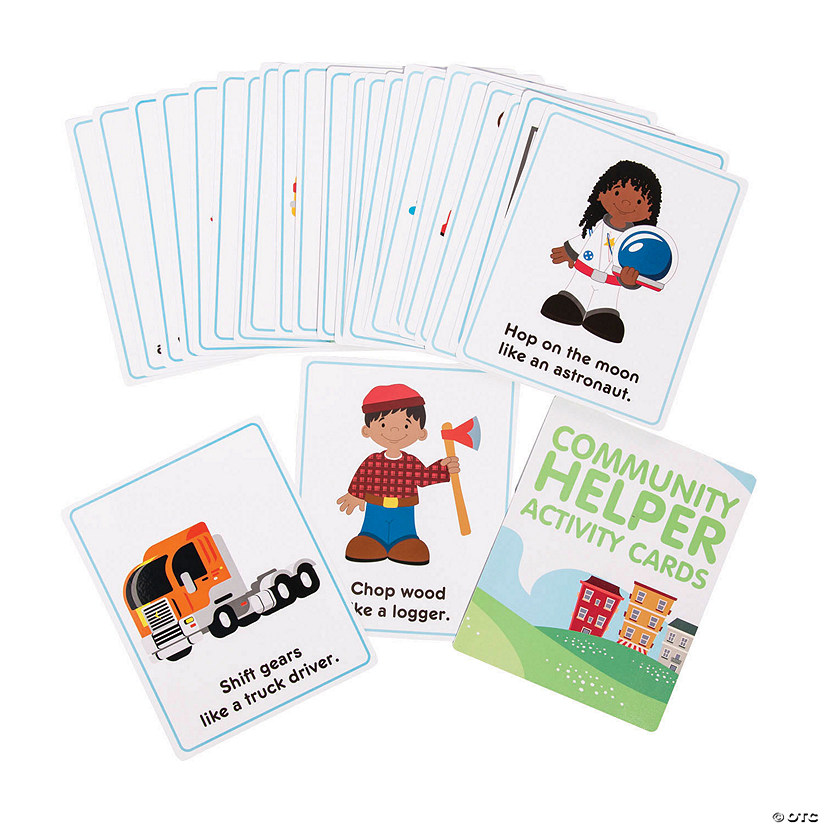 8" x 10" Community Helpers Role Play Laminated Activity Cards with Storage Bag - 24 Pc. Image