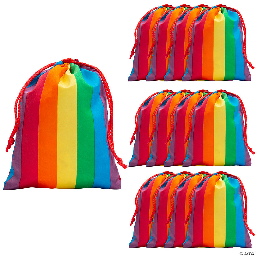 8" x 10"  Small Rainbow Nonwoven Drawstring Bags - 12 Pc. Image