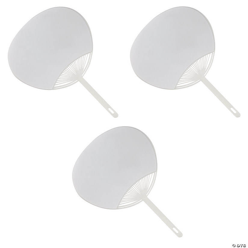 8" x 11" White Plastic Hand Fans - 12 Pc. Image