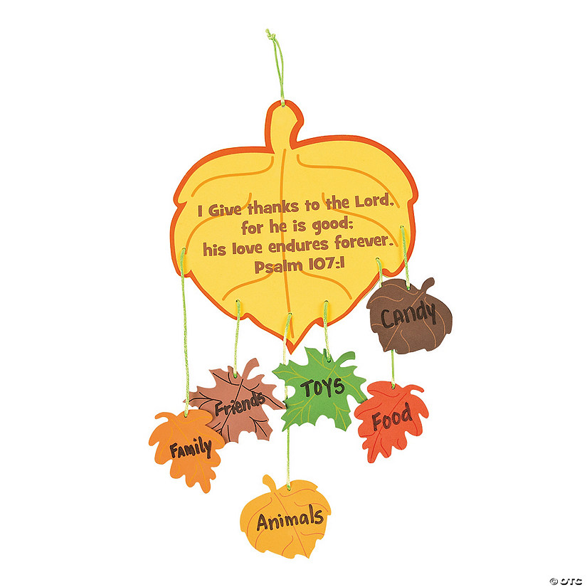 8" x 15" Religious Thankful Leaves Foam Mobile Craft Kit - Makes 12 Image