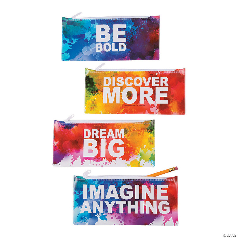 8" x 4" Watercolor Motivational Canvas Pencil Cases - 12 Pc. Image