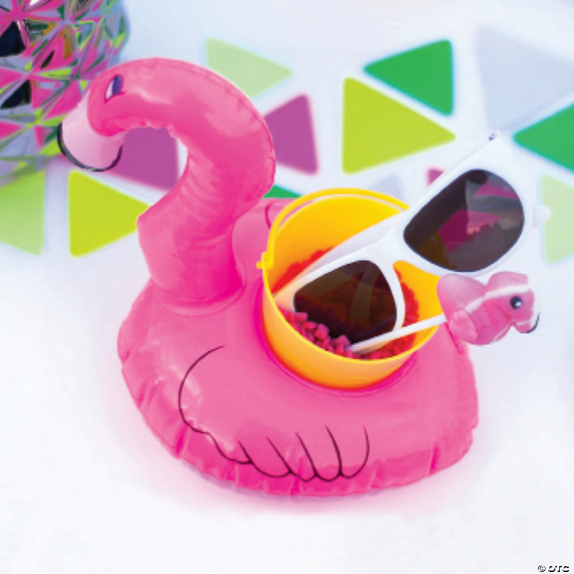 8" x 6 3/4" Inflatable Floating Pink Flamingo Vinyl Coasters - 4 Pc. Image