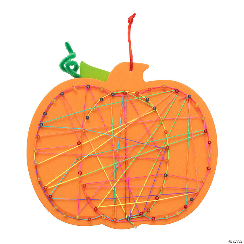 8" x 7" Orange Pumpkin with Multicolored String Art Craft Kit - Makes 12 Image