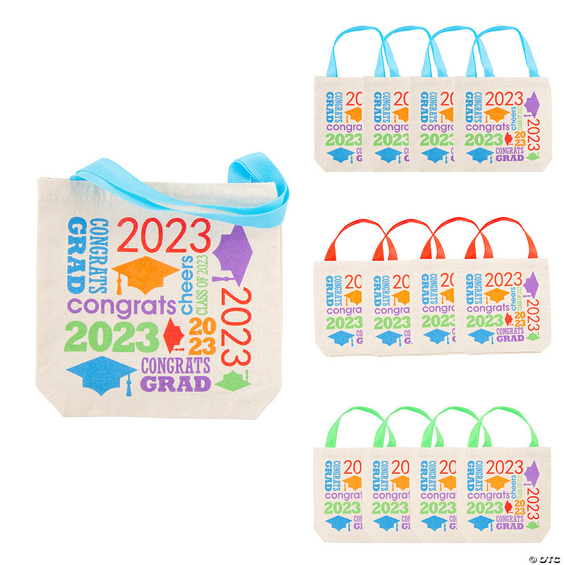 8" x 8" Small Class of 2023 Graduation Polyester Tote Bags - 12 Pc. Image