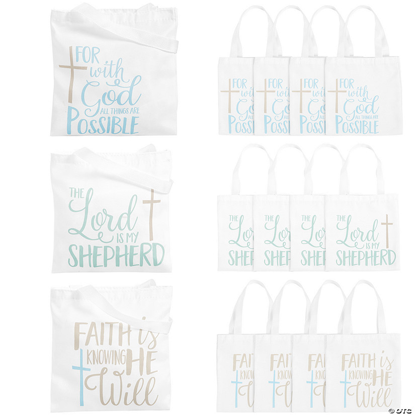 8" x 8" Small Religious Canvas Tote Bags - 12 Pc. Image