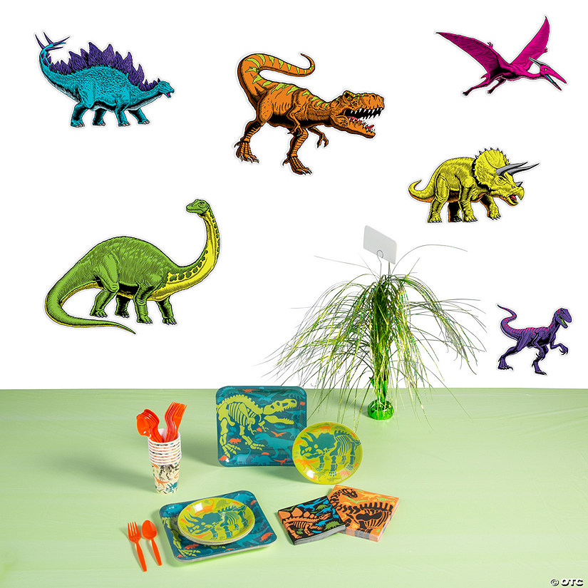 80 Pc. Dinosaur Party Deluxe Tableware Kit for 8 Guests Image