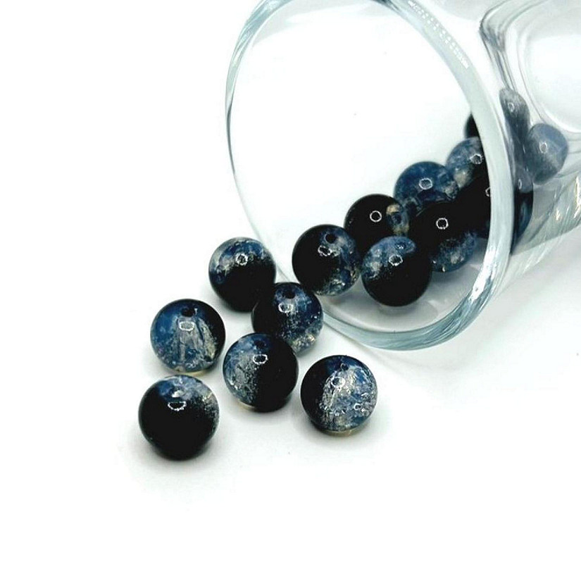 80 Pcs 10mm Black Crackle Beads Image