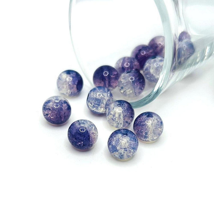 80 Pcs 10mm Purple Crackle Beads Image