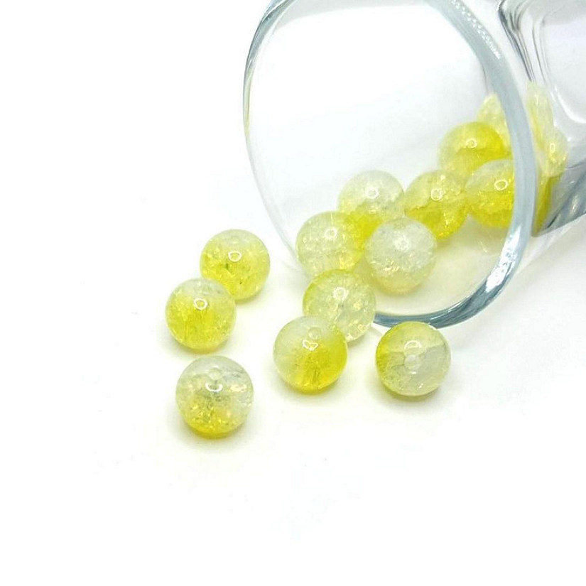 80 Pcs 10mm Yellow Crackle Beads Image