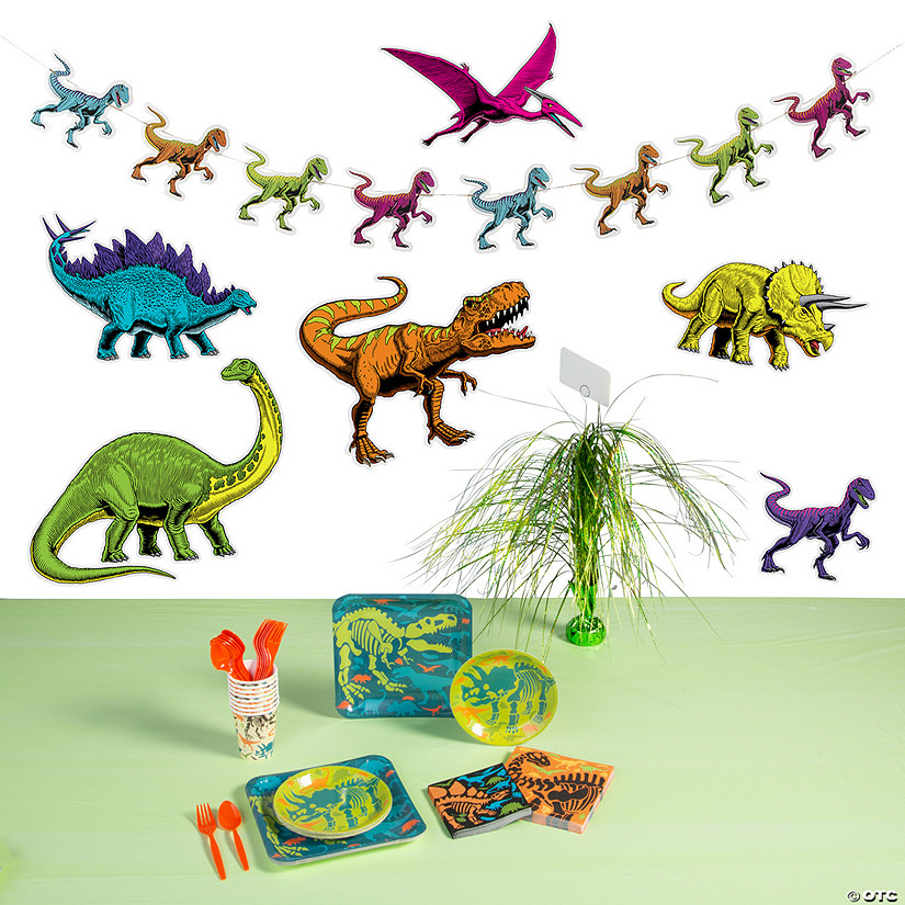 81 Pc. Dinosaur Party Ultimate Tableware Kit for 8 Guests Image