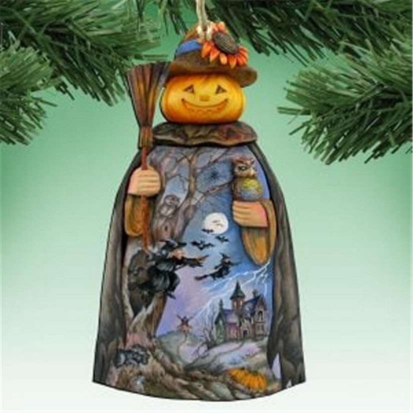 8114180 Halloween Scare Craw Pumpkin Head Wooden Ornament Set of 2 Image