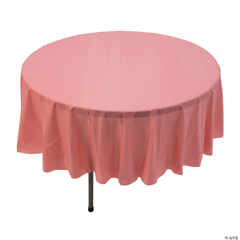 82" Dusty Rose Round Disposable Plastic Tablecloth Image