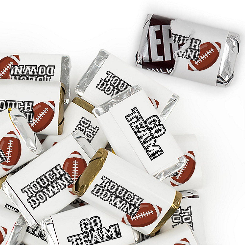 82 Pcs White Football Party Candy Favors Hershey's Miniatures Chocolate - Touchdown Image