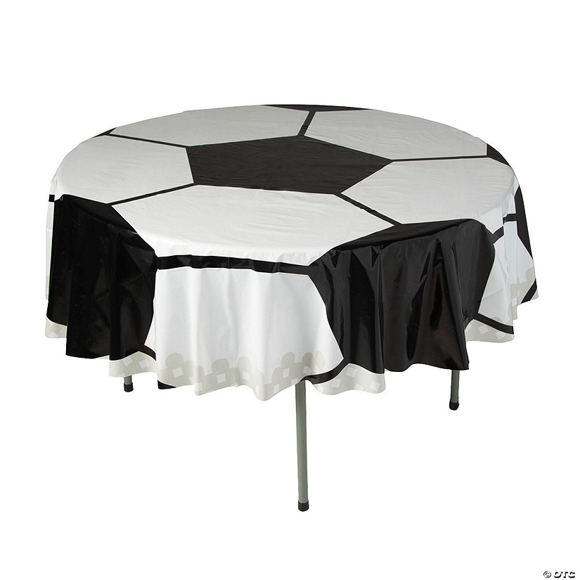 82" Soccer Ball Round Disposable Plastic Tablecloth Image