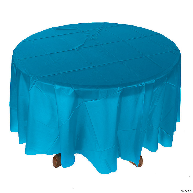 82" Turquoise Round Plastic Tablecloth Image