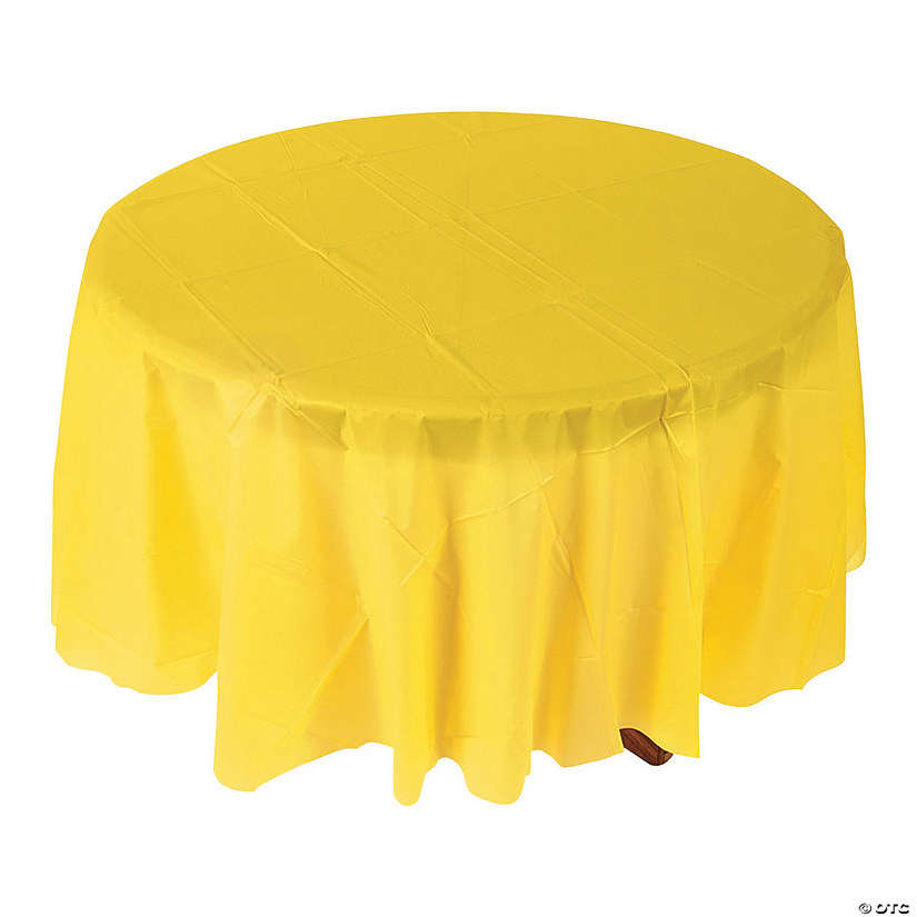 82" Yellow Round Plastic Tablecloth Image