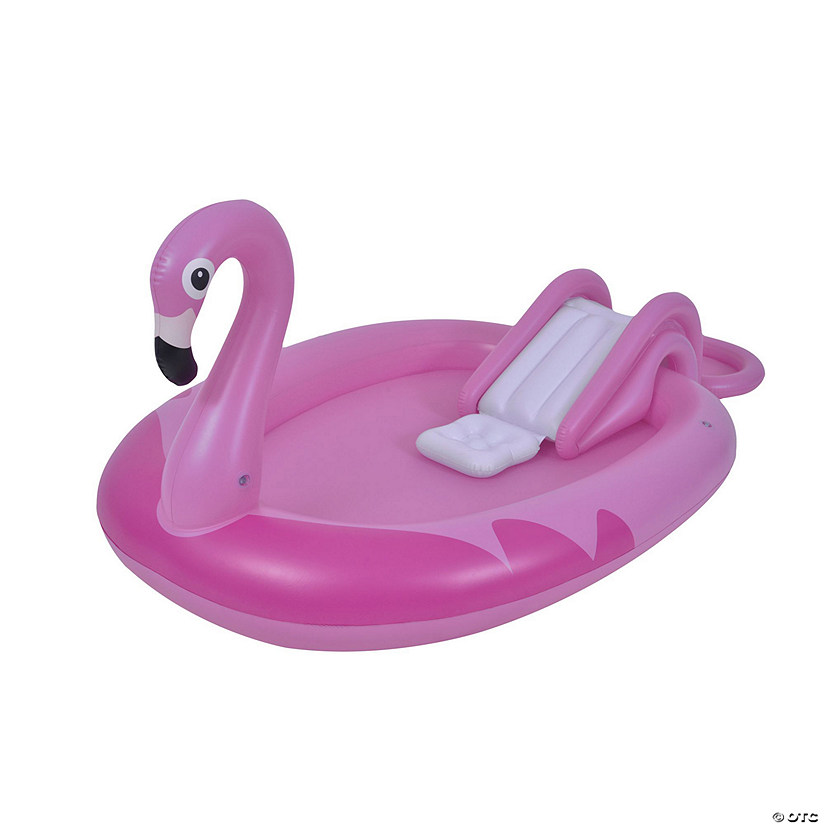 83" Inflatable Pink Flamingo Kiddie Pool with Sprayer Image