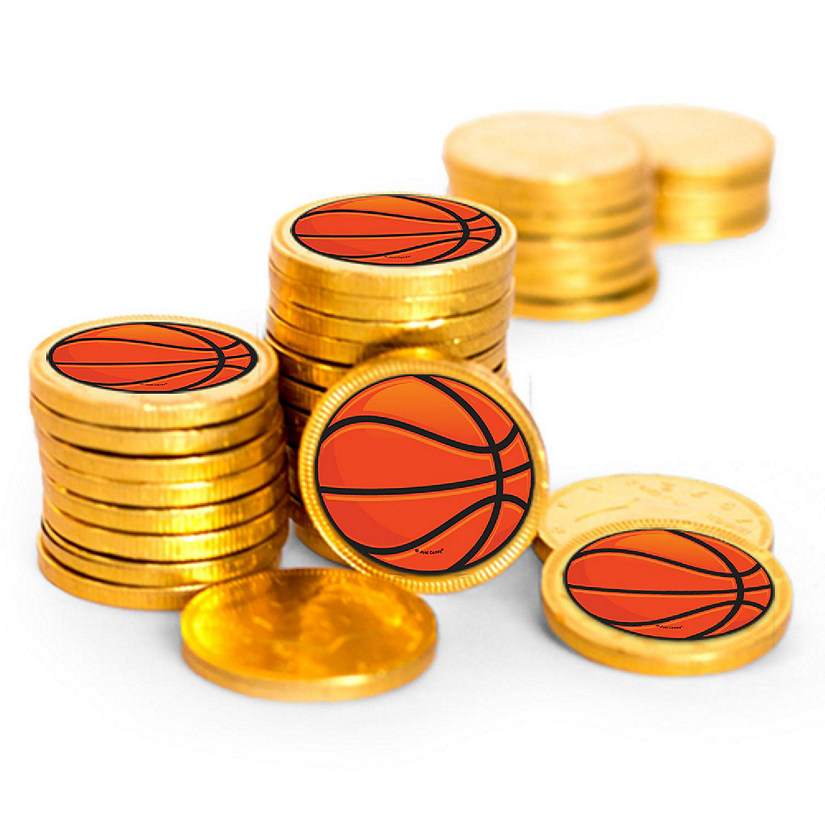 84 Pcs Basketball Candy Party Favors Chocolate Coins with Gold Foil Image