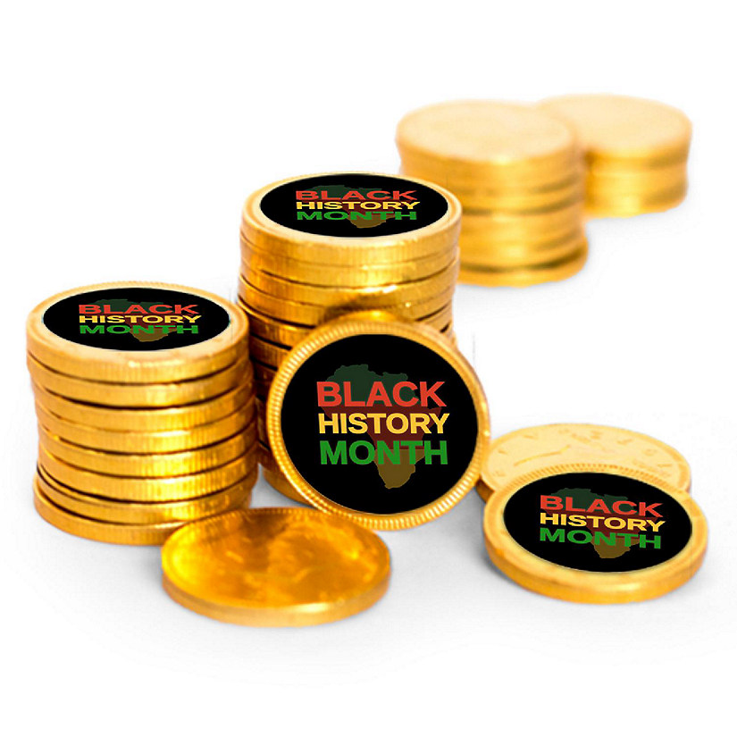 84 Pcs Black History Month Candy Chocolate Coins Party Favors (84 Pack) Image