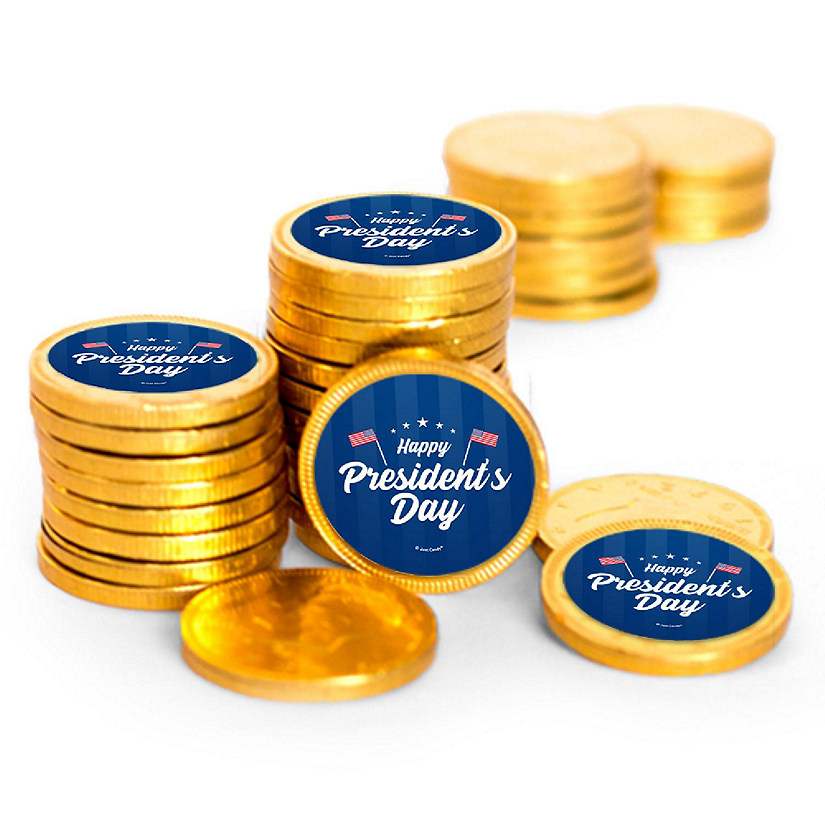 84 Pcs President's Day Candy Favors Chocolate Coins with Gold Foil Classroom Party Supplies Image