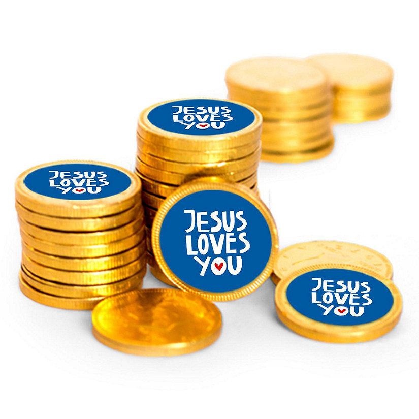 84ct Vacation Bible School Candy Religious Party Favors Chocolate Coins Church Sunday School Items (84 Count) - Gold Foil - By Just Candy Image