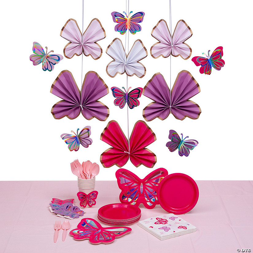 85 Pc. Butterfly Party Tableware Kit for 8 Guests Image