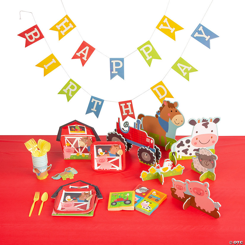 87 Pc. Farm Party Tableware Kit for 8 Guests Image