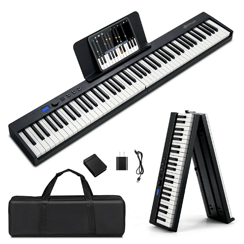 88-Key Folding Electric Piano Keyboard Semi Weighted Full Size MIDI ...