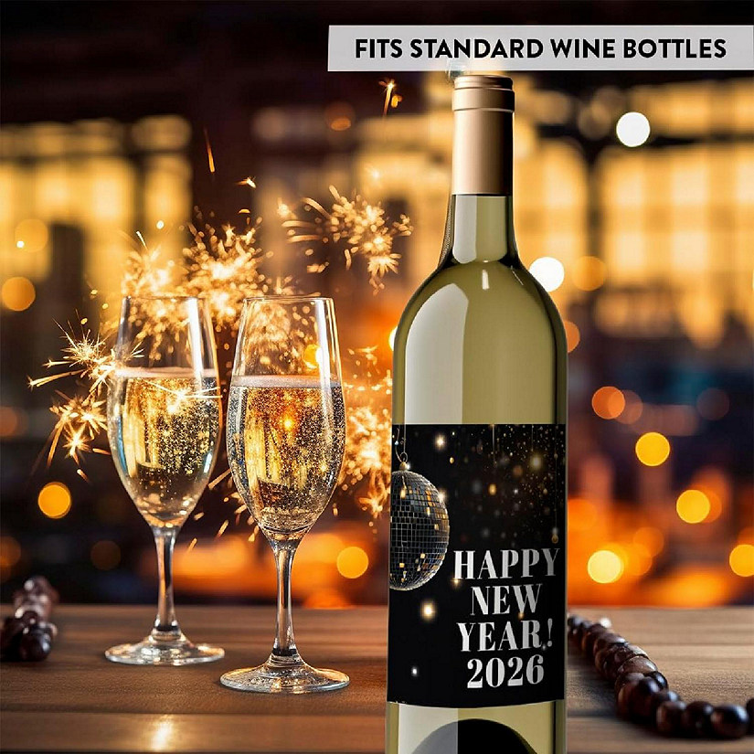 8PC Wine Bottle Happy New Year Ball Image