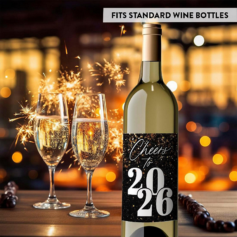8PC Wine Bottle Happy New Year Cheers Image
