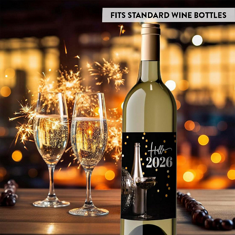 8PC Wine Bottle Happy New Year Disco Image