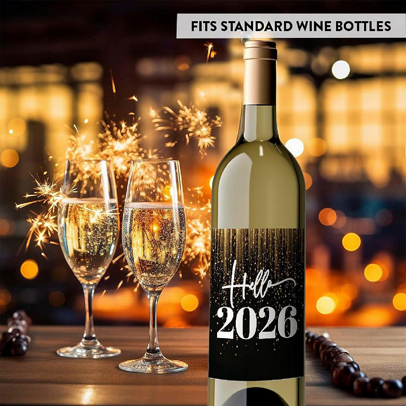 8PC Wine Bottle Happy New Year Hello Image