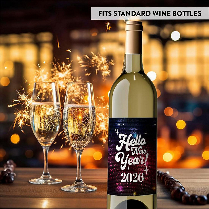 8PC Wine Bottle Happy New Year Neon Image