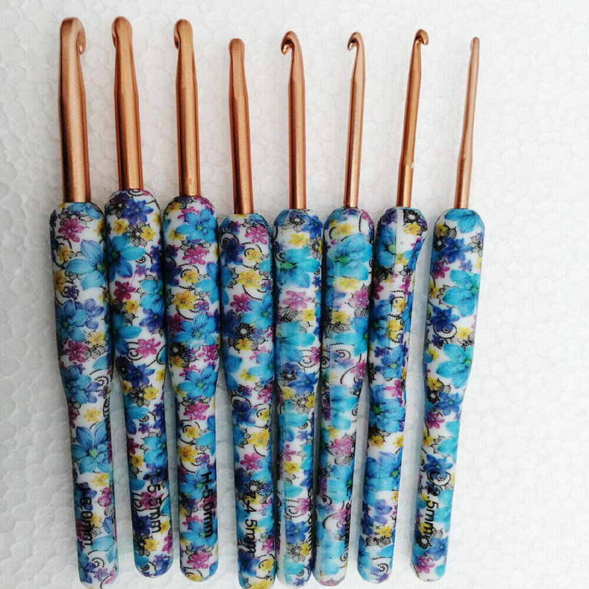 8Pcs Knitting Needles Set with Ergonomic Grip Soft Handle Crochet Hooks Image