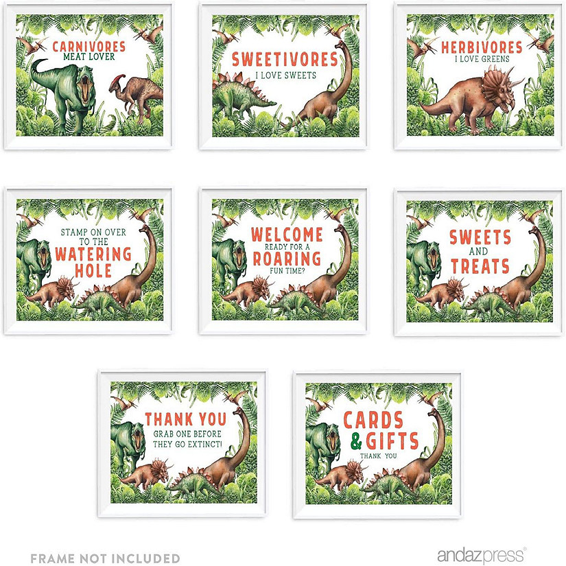 8Pk Dinosaur Party Sign Bundle Unframed Image
