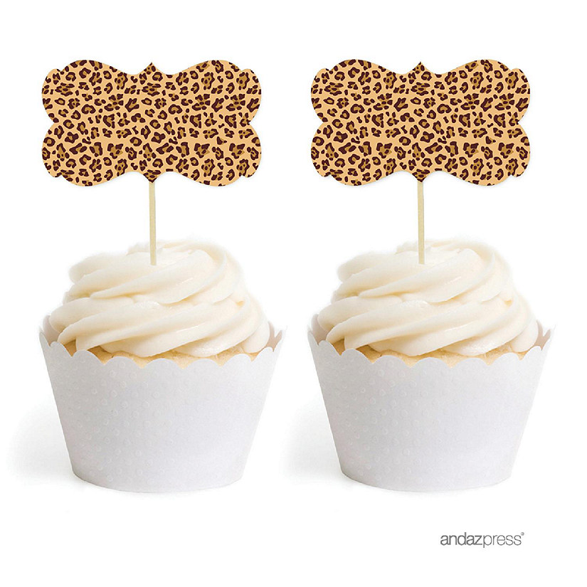 8PK Leopard Cheetah Cupcake Toppers Image