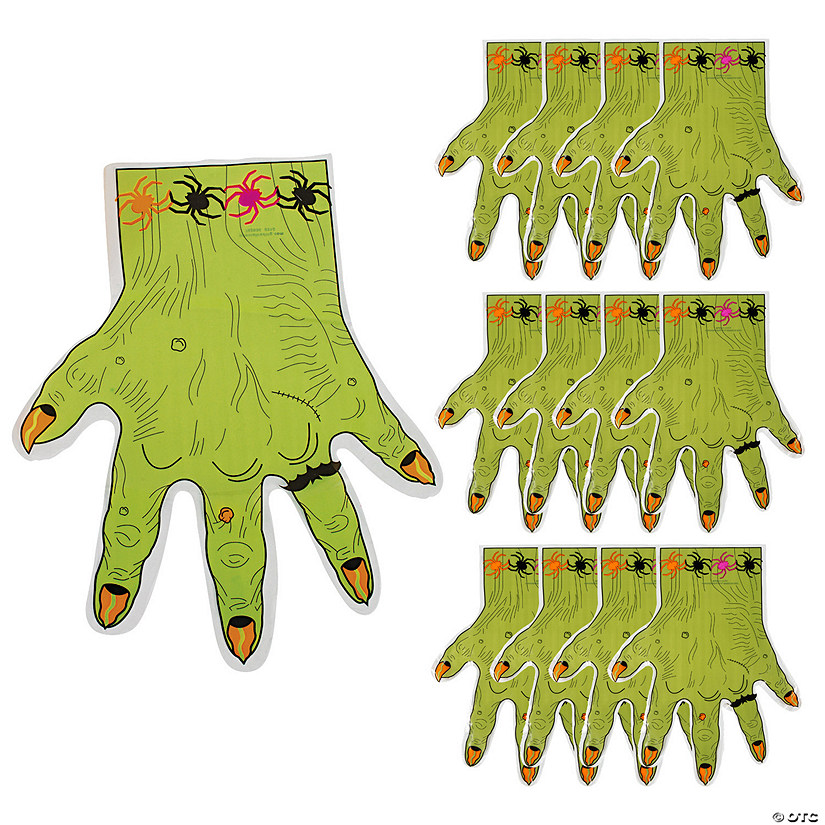 9 1/2" x 11 1/2" Monster Hand-Shaped Plastic Treat Bags - 12 Pc. Image