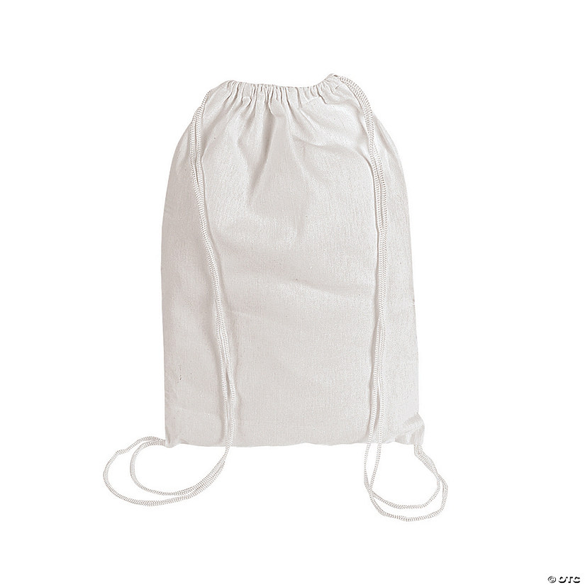 9 1/2" x 14 1/2" Bulk 48 Pc. DIY Medium White Canvas Drawstring Bags Image
