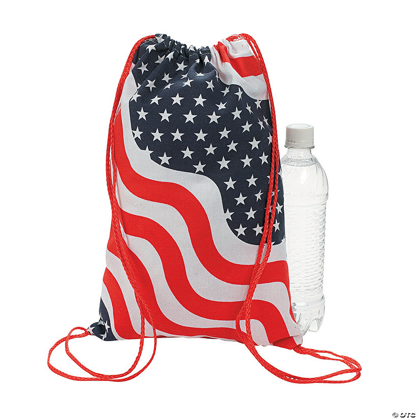 9 1/2" x 15" Patriotic Polyester Drawstring Bags - 12 Pc. Image