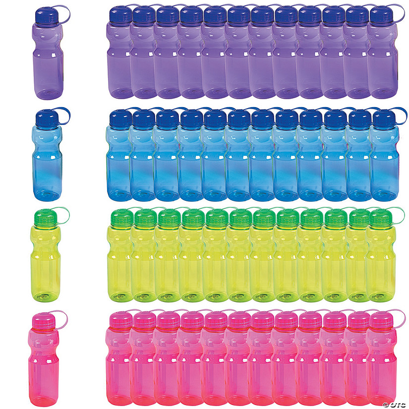 9 1/4" 24 oz. Bulk  60 Ct. Colorful Contoured Plastic Water Bottles Image