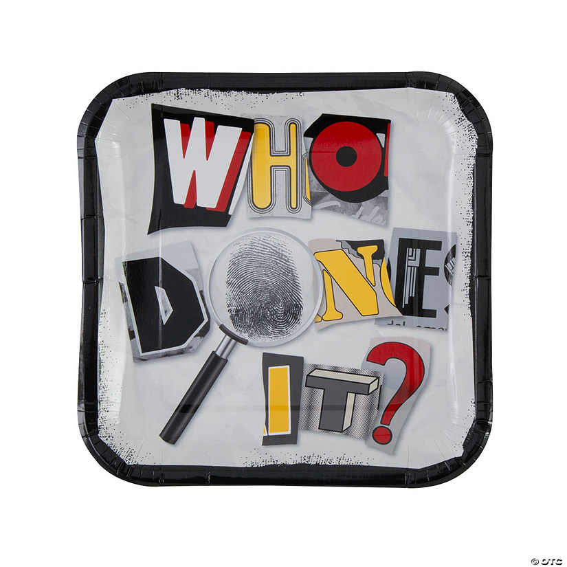 9 1/4" Mystery Party Who Done It Square Paper Dinner Plates - 8 Ct. Image