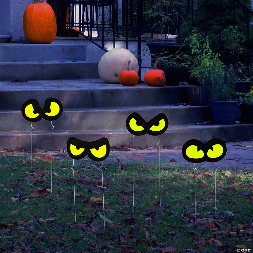 9 1/4" x 5" Mini Halloween Glow-in-the-Dark Eyes Yard Signs - 12 Pc. Image