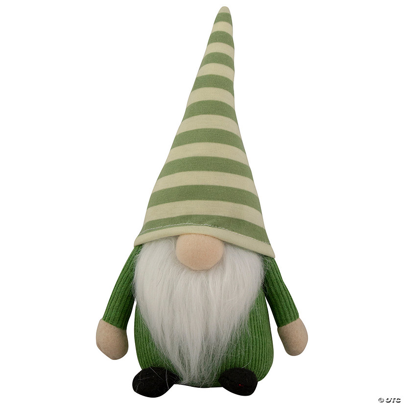 9.25" Green Striped Hat Boy Springtime Gnome Image
