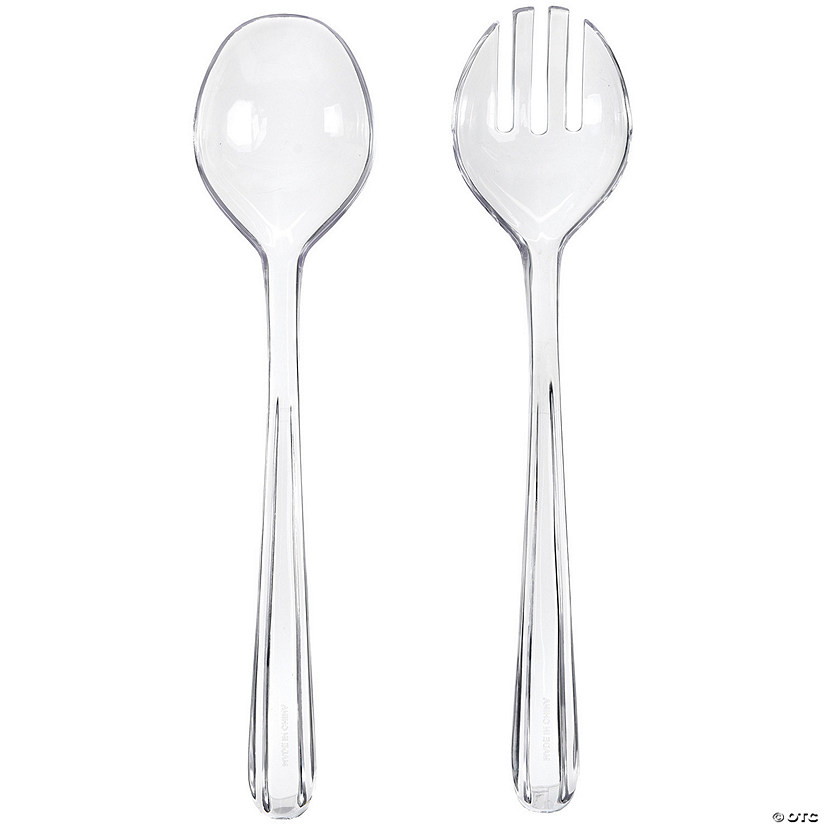 9 3/4" 2-Pc. Clear Plastic Disposable Spoon &amp; Spork Set Image