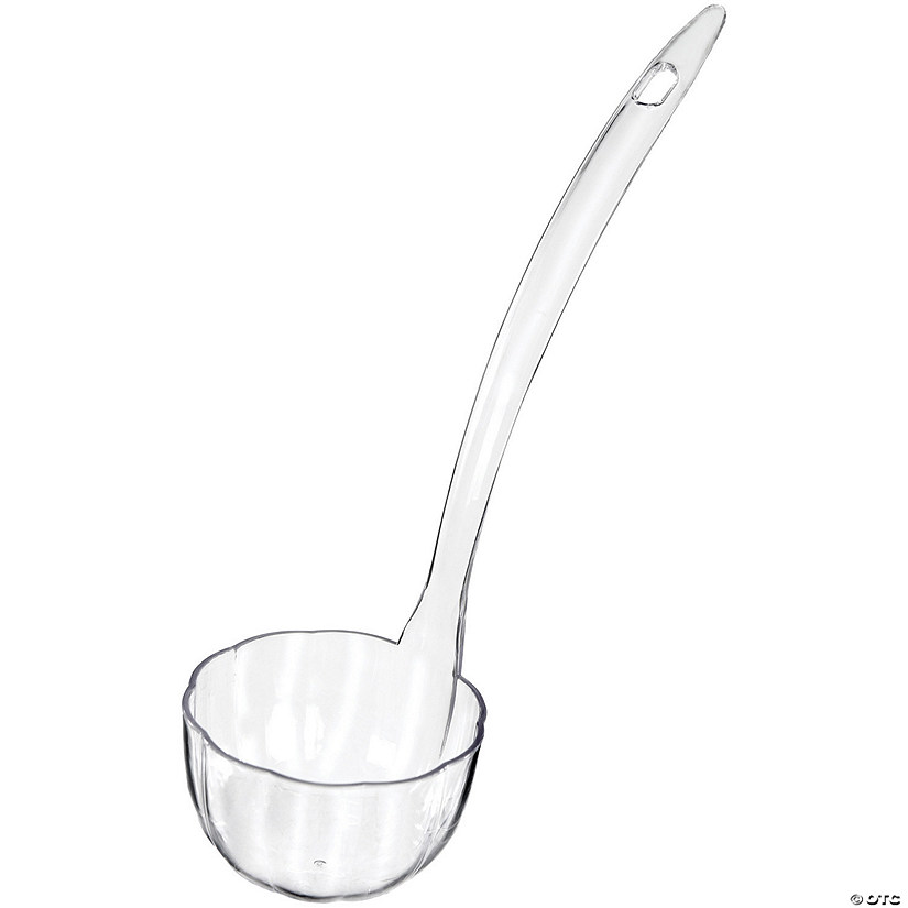 9 3/4" 5 oz. Clear Elegant Disposable Plastic Serving Ladle Image