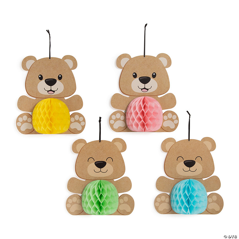 9 3/4" Teddy Bear Honeycomb Ceiling Decorations - 4 Pc. Image